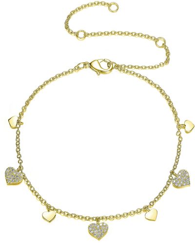 Genevive Jewelry Rachel Glauber Gold Plated Cubic Zirconia Kids-young Adult Heart Charm Bracelet - Metallic