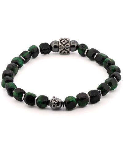 Ebru Jewelry Green Tiger's Eye Buddha Bracelet - Black