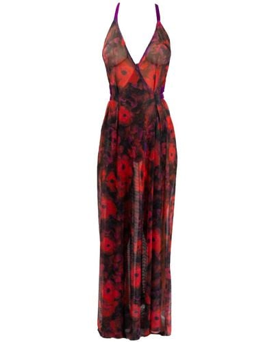Carol Coelho The Poppy Printed Tulle Gown - Red