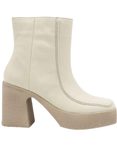 Stivali New York Neutrals Agathe Platform Ankle Boots In Ivory Leather - White