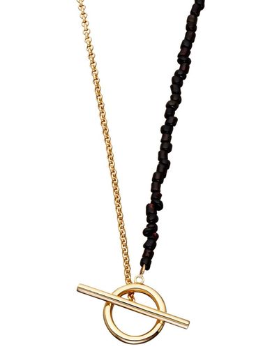 Scream Pretty Gold Black Bead And Chain T-bar Necklace - Metallic