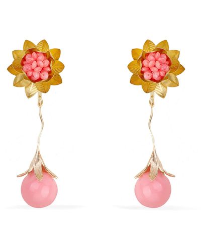 Pats Jewelry Coral Pendants Earrings - Pink