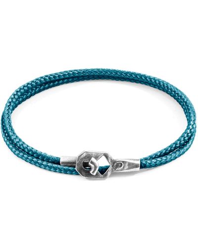 Anchor and Crew Ocean Tenby Silver & Rope Bracelet - Blue