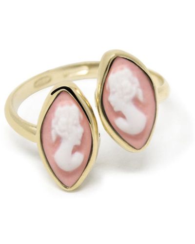 Vintouch Italy Mariana Gold-plated Pink Cameo Ring