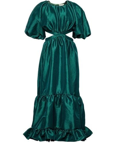 Vasiliki Atelier Laila Maxi Taffeta Dress In Emerald - Green