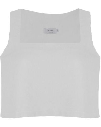 Larsen and Co Pure Linen Palma Top In - Grey