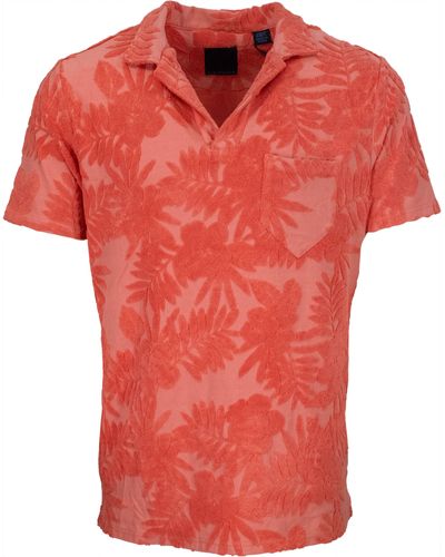 lords of harlech Johnny Farm Floral Towel Polo - Red
