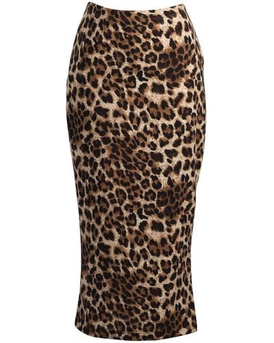 Jennafer Grace Leopard Pencil Skirt - Brown