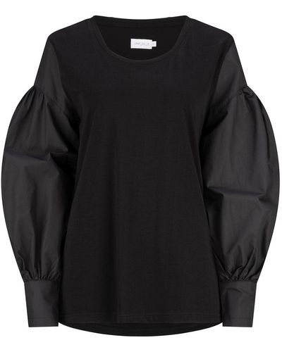 dref by d Sherry Balloon Sleeve Top - Black