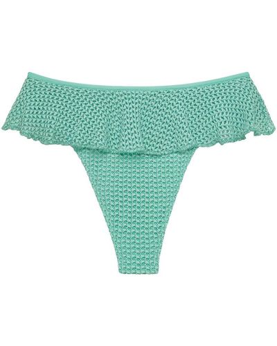 Montce Turquoise Crochet Tamarindo Ruffle Bikini Bottom - Green