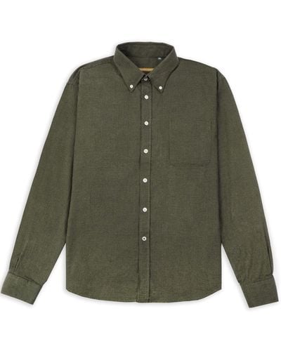 Burrows and Hare Craft Houndstooth Button-down Shirt - Green