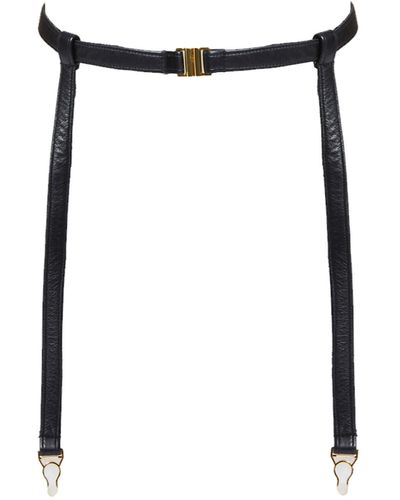 Something Wicked Nina Leather Suspender Belt Garter Belt - Black