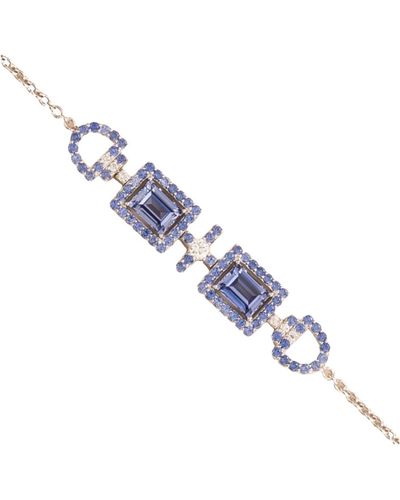 Juvetti Ciceris White Gold Bracelet Ceylon Blue Sapphire & Diamond