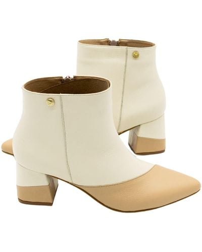 Tan Leather-Look Flat Ankle Boots