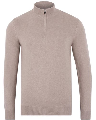 Paul James Knitwear S Lightweight Foster Cotton Zip Neck Sweater - Gray
