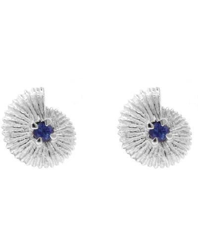Lee Renee Ammonite Sapphire Earrings - Blue