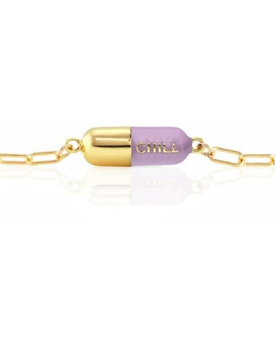 Kris Nations Chill Pill Enamel Bracelet Gold Filled & Peri Lilac Enamel - Pink