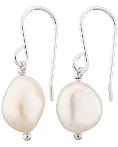 Lily Charmed Sterling Baroque Pearl Hook Earrings - White