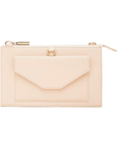 Lovard Neutrals Nude Leather Purse Wallet With Gold Hardware - Natural