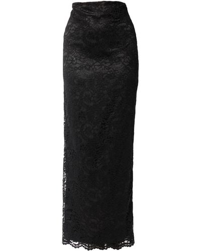 Maison Bogomil Long Lace Skirt On A Satin Base - Black