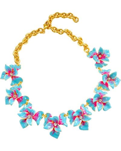 The Pink Reef Necklace In Aqua Orchid - Blue