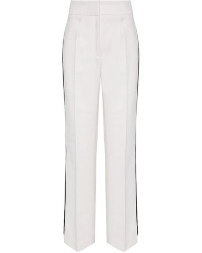 The Extreme Collection Ecru Premium Crepe Stripped Trousers Rue Rosiers - White