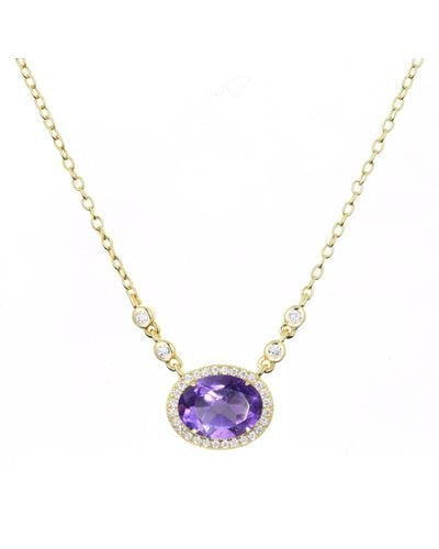 KAMARIA Aura Purple Amethyst Gemstone Necklace - Metallic