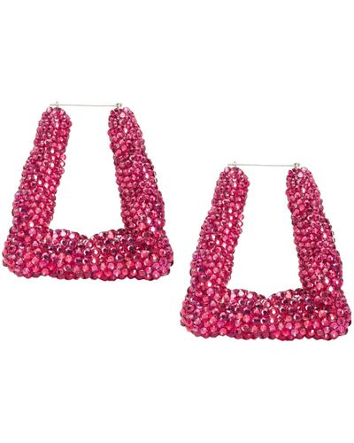 Meghan Fabulous Boogie Down Rhinestone Earrings - Pink