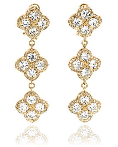 Georgina Jewelry Gold Chandelier Diamond Flower Long Earrings - Metallic