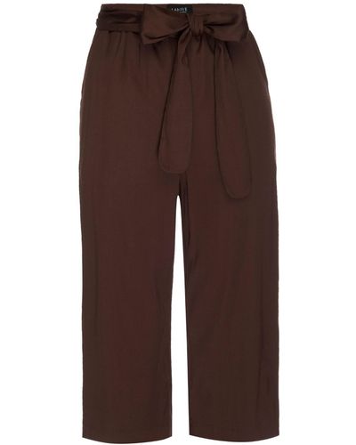 LAHIVE Lazzaro Cropped Palazzo Pant With Self Belt - Brown
