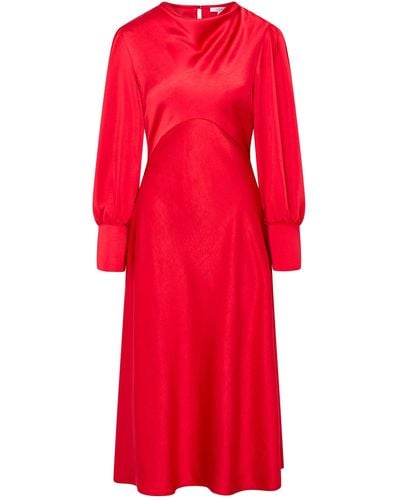 Loom London Sadie Satin Cowl Neck Midi Dress - Red