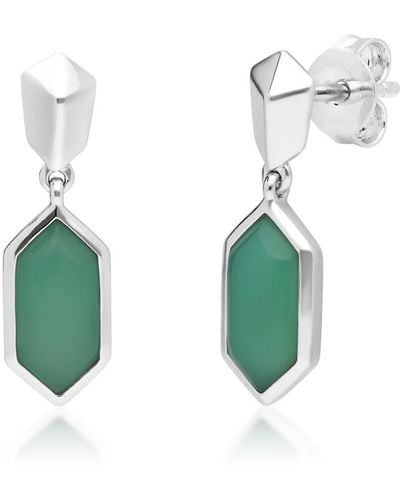 Gemondo Micro Statement Chrysoprase Dangle Earrings In Sterling Silver - Green