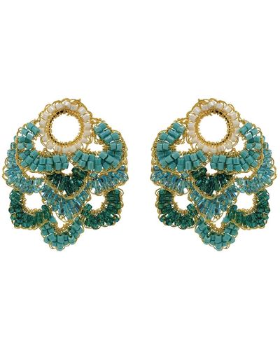 Lavish by Tricia Milaneze Ocean Teal Mix Mermaid Handmade Crochet Earrings - Green