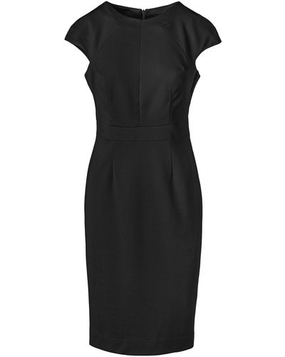 Conquista Fitted Dress With Cap Sleeves By Fashion - Black