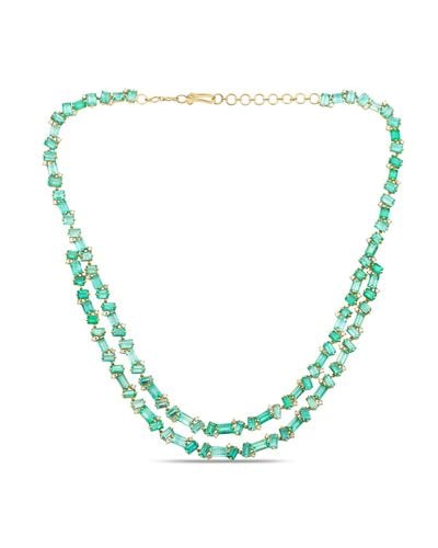 Trésor Emerald & Diamond Necklace In 18k Yellow Gold - Green