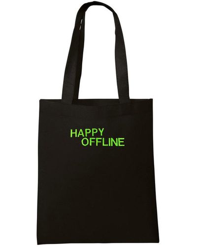 Quillattire 'happy Offline' Embroidered Tote Bag - Black
