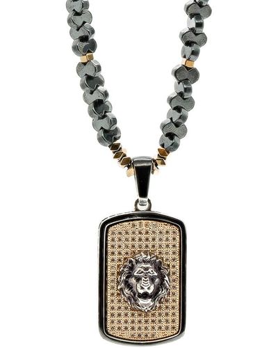 Ebru Jewelry Powerful Lion Necklace - Metallic