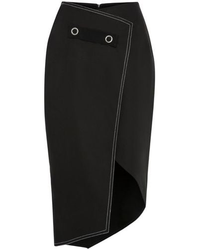 Mirimalist Wrap Pencil Midi Skirt - Black