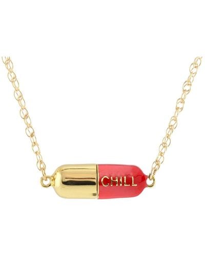 Kris Nations Big Chill Pill Chain Necklace & Gold Filled - Pink
