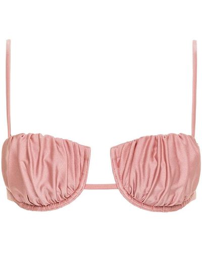 Montce Satin Rose Petal Bikini Top - Pink