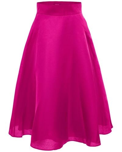 Smart and Joy Flared Taffeta Skirt - Pink