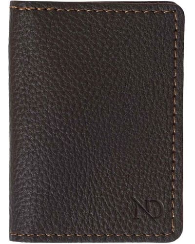 N'damus London Bishopsgate Plum Leather Credit Card Holder - Black