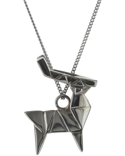 Origami Jewellery Deer Necklace Gun Metal - Black