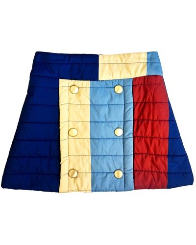L2R THE LABEL Majorelle Quilted Skirt In Stripped Print - Blue