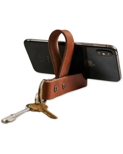 VIDA VIDA Leather Phone Stand Keyring - Black