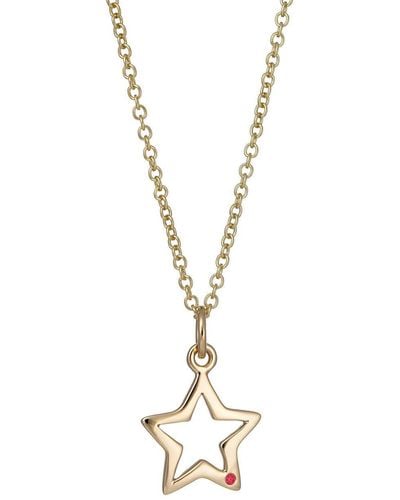 Lily Charmed Solid Open Star Necklace With Ruby - Metallic