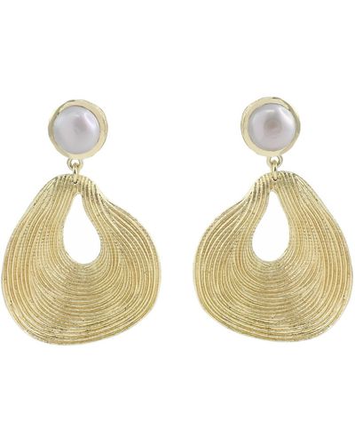 Marcia Moran Coleen Statement Earrings Pearl - Metallic