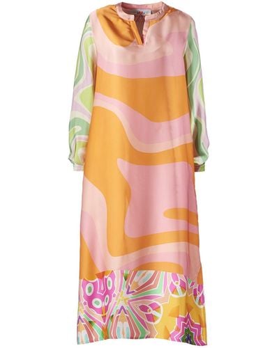 Soul Kathrine Long Sleeve Maxi Dress Fancy Four - Orange
