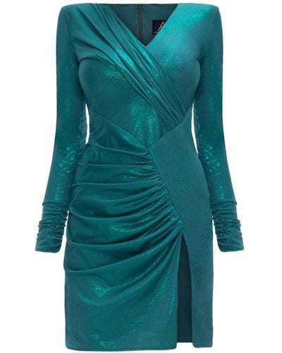 Angelika Jozefczyk Shiny Mini Party Dress Aurora Emerald - Blue