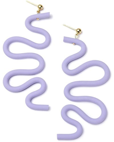 By Chavelli Small Tube squiggles Dangly Earrings In Lavender - Blue